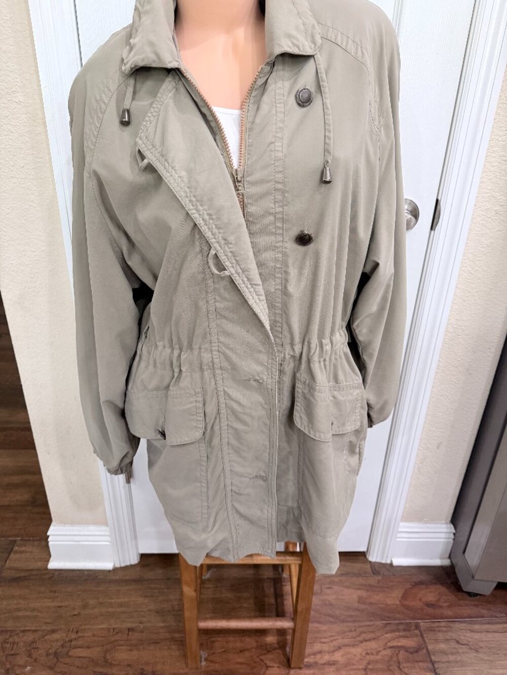 Pacific Trail Women’s M Utility Jacket Sage Olive Zip Snap Lightweight Anorak